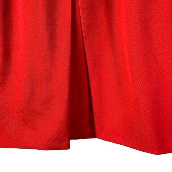 Celine Paris Pencil Skirt Womens Size 42 Red 100% Wool Gold Chain 8" Side Zip - Picture 6 of 9